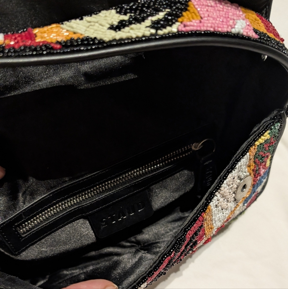 STAUD Tommy Beaded Bag in Coral Patchwork - Picture 12 of 13